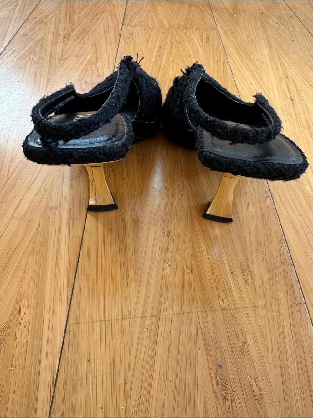 Zara black textured fabric kitten heels